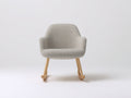 Mecedoras de tela borreguillo 72x80x84 cm - gris claro y madera natural - para salón con base curva