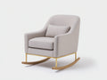 Mecedoras de tejido tapizado 76x86x88 cm color beige claro dorado y madera natural para salón - base de balanceo - diseño moderno