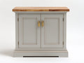 Aparadores de madera 120x45x90 cm - gris claro y madera natural - 2 puertas estilo clásico