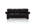 Sofás 3 plazas tapizado efecto piel 210x88x85 cm - negro y marrón oscuro - brazos enrollados estilo clásico