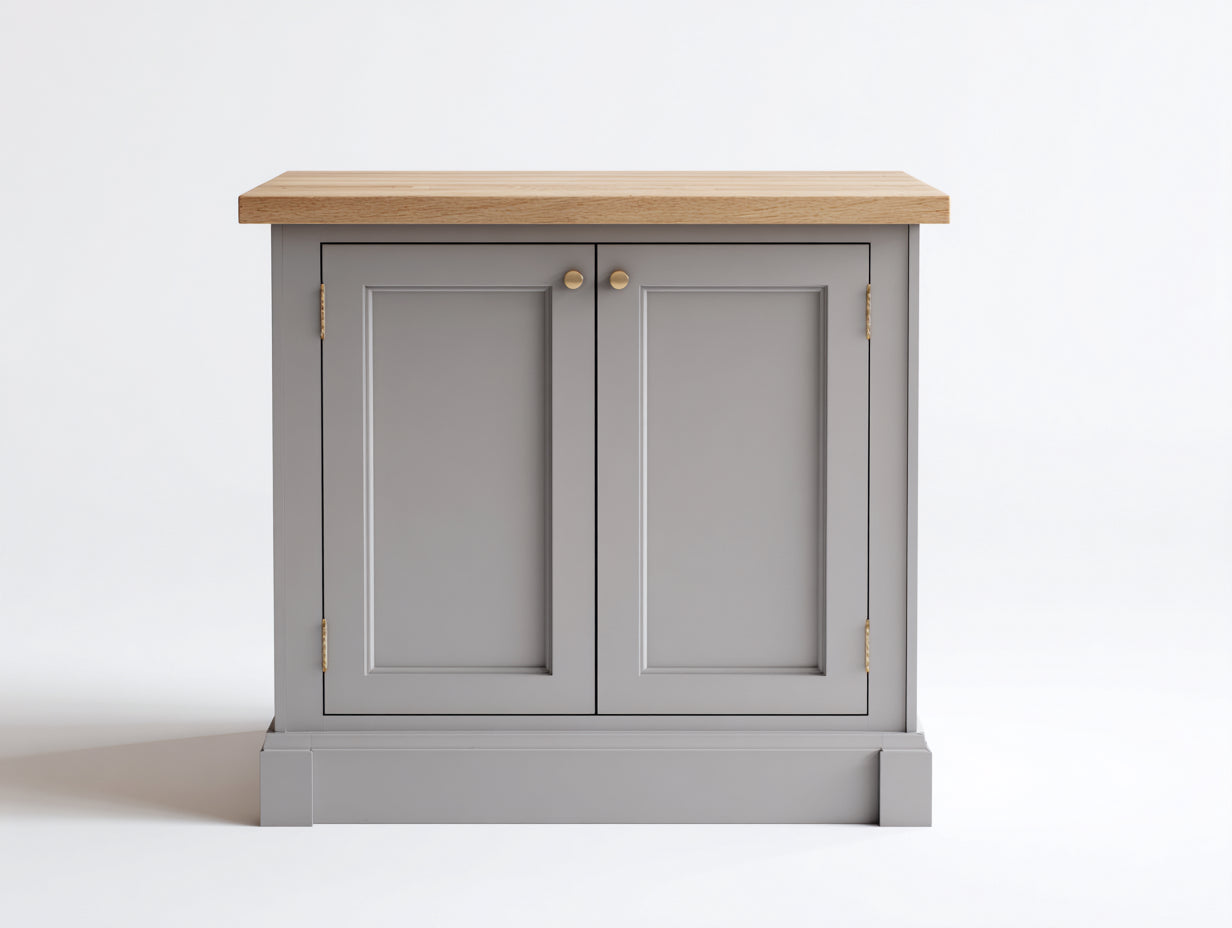 Aparadores de madera de ingeniería 85x40x80 cm color gris y madera natural para salón - 2 puertas - estilo clásico