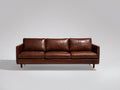 Sofás 3 plazas de piel sintética 220x88x82 cm - marrón y dorado - diseño moderno con patas cónicas