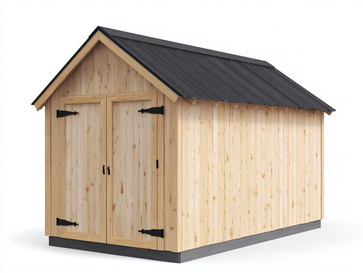 Casetas de jardín de madera 300x220x240 cm - madera natural negro y gris - para exterior con 2 puertas