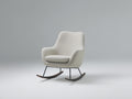 Mecedoras de tejido bouclé 76x88x90 cm color blanco crema negro y madera oscura para salón - base de balanceo - diseño moderno