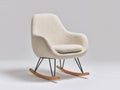 Mecedoras tapizadas en tejido bouclé 76x83x87 cm - Blanco crema-Negro-Madera natural - Estilo moderno para salón