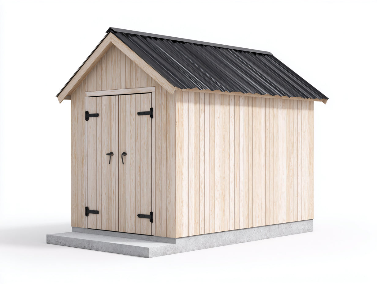 Casetas de jardín de madera 220x160x210 cm - madera natural y negro - para exterior con 2 puertas