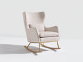Mecedoras de tela bouclé 90x72x103 cm - Beige-Dorado-Natural - Respaldo alto