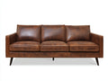 Sofás 3 plazas de piel sintética 215x86x82 cm - marrón y negro - diseño moderno con patas inclinadas