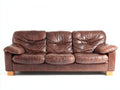 Sofás 3 plazas de polipiel envejecida 210x88x82 cm - Marrón-Natural - Estilo vintage