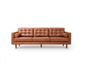 Sofás 3 plazas de piel sintética 210x85x82 cm - Marrón cuero - Estilo retro para salón